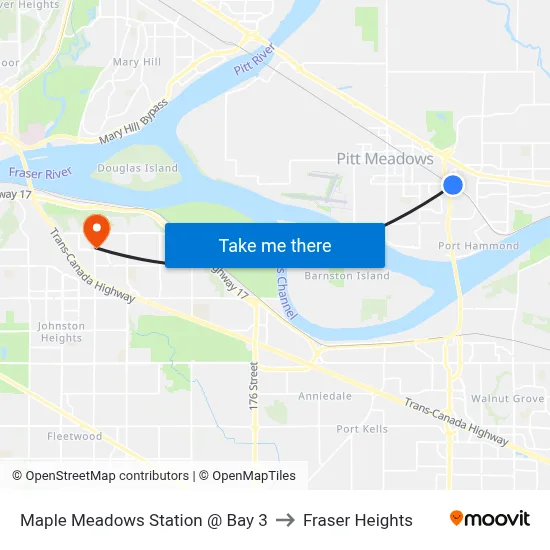 Maple Meadows Station @ Bay 3 to Fraser Heights map