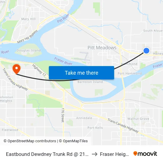 Eastbound Dewdney Trunk Rd @ 210 St to Fraser Heights map