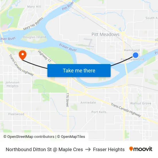 Northbound Ditton St @ Maple Cres to Fraser Heights map