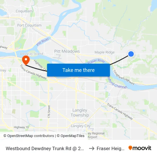 Westbound Dewdney Trunk Rd @ 248 St to Fraser Heights map