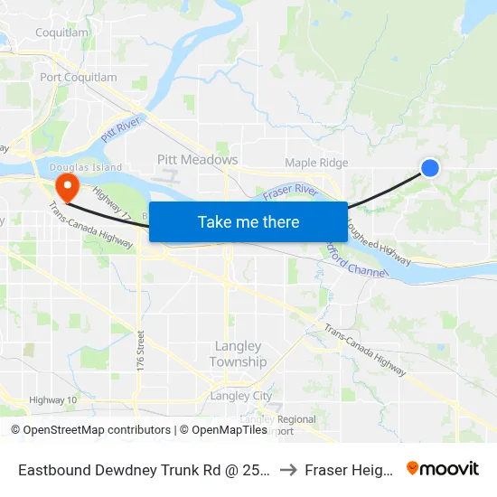 Eastbound Dewdney Trunk Rd @ 256 St to Fraser Heights map