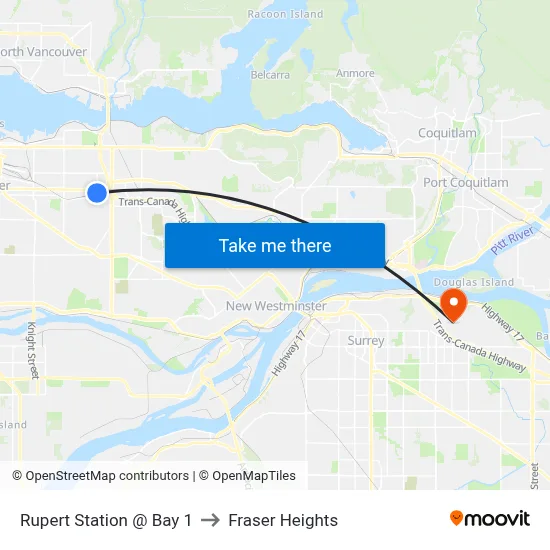 Rupert Station @ Bay 1 to Fraser Heights map