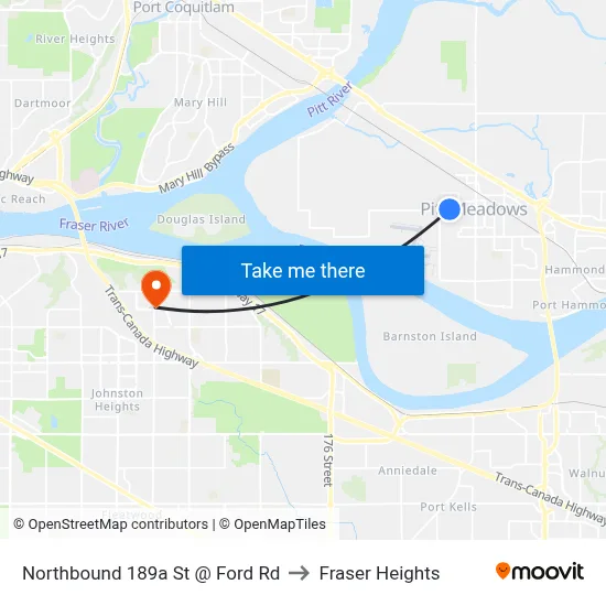 Northbound 189a St @ Ford Rd to Fraser Heights map