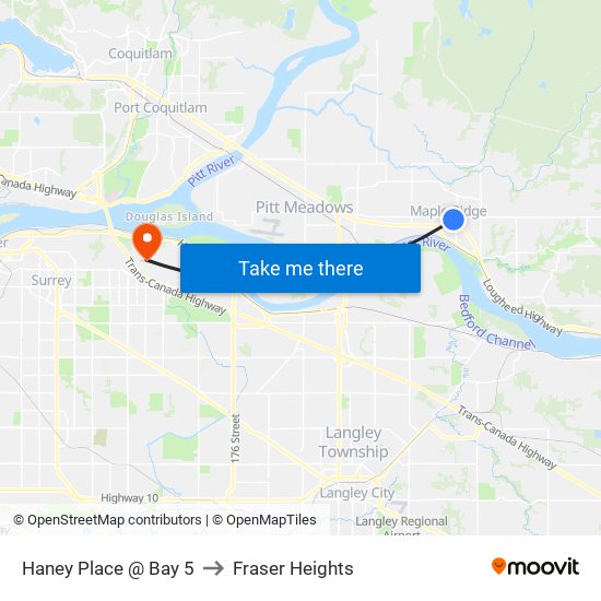 Haney Place @ Bay 5 to Fraser Heights map