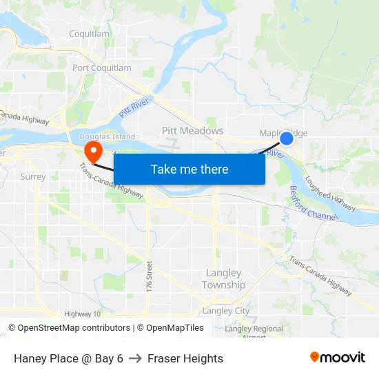 Haney Place @ Bay 6 to Fraser Heights map