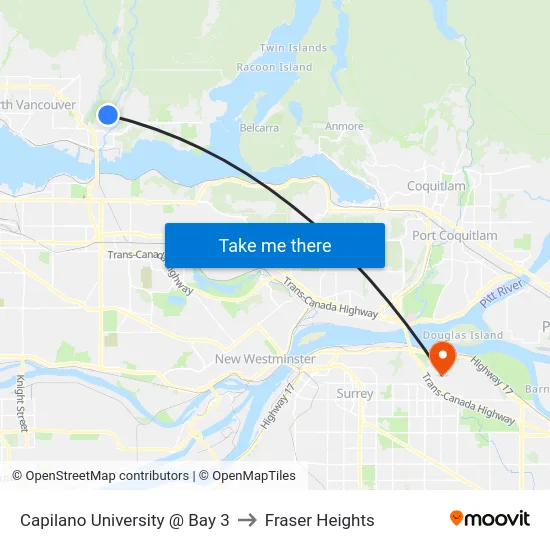 Capilano University @ Bay 3 to Fraser Heights map
