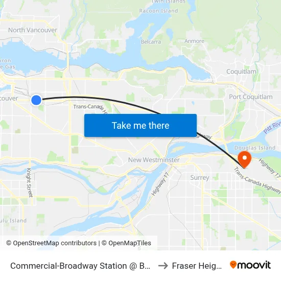 Commercial-Broadway Station @ Bay 5 to Fraser Heights map