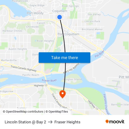Lincoln Station @ Bay 2 to Fraser Heights map