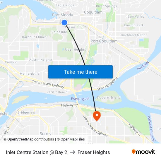 Inlet Centre Station @ Bay 2 to Fraser Heights map