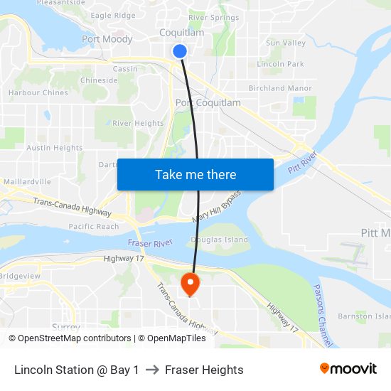 Lincoln Station @ Bay 1 to Fraser Heights map