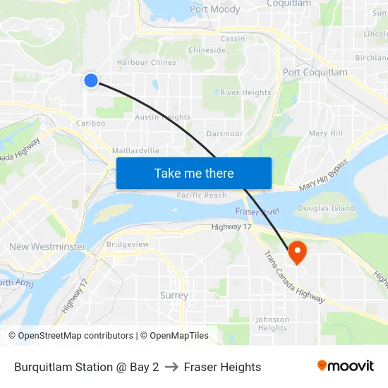 Burquitlam Station @ Bay 2 to Fraser Heights map