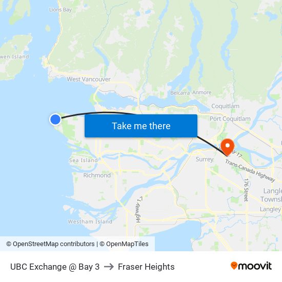 UBC Exchange @ Bay 3 to Fraser Heights map