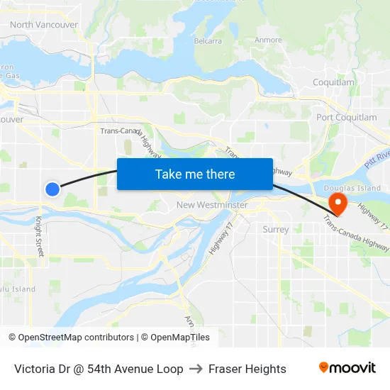 Victoria Dr @ 54th Avenue Loop to Fraser Heights map