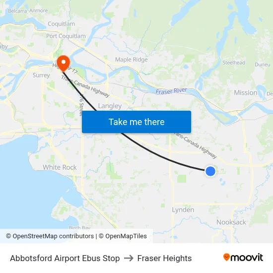Abbotsford Airport Ebus Stop to Fraser Heights map