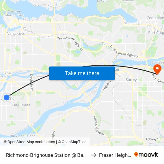 Richmond-Brighouse Station @ Bay 1 to Fraser Heights map