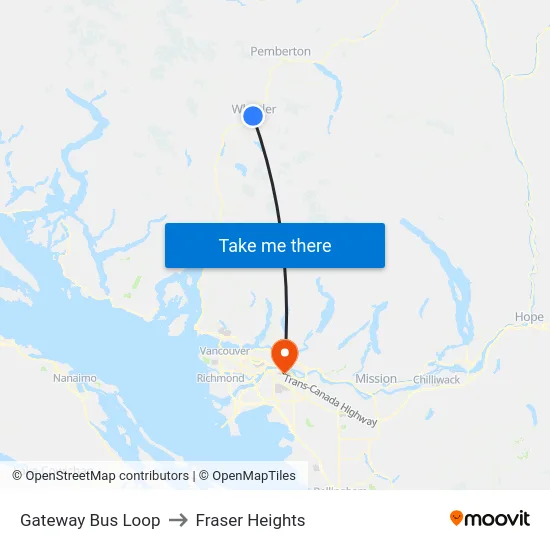 Gateway Bus Loop to Fraser Heights map