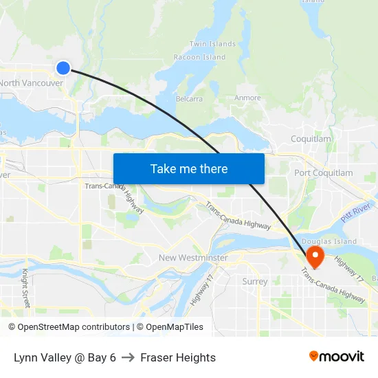 Lynn Valley @ Bay 6 to Fraser Heights map