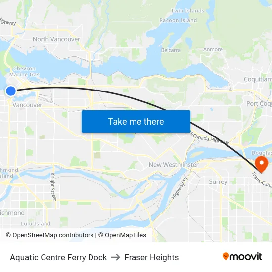 Aquatic Centre Ferry Dock to Fraser Heights map