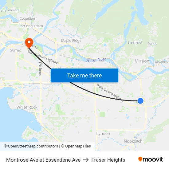 Montrose Ave at Essendene Ave to Fraser Heights map