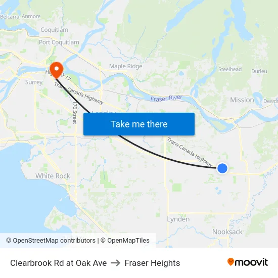 Clearbrook Rd at Oak Ave to Fraser Heights map