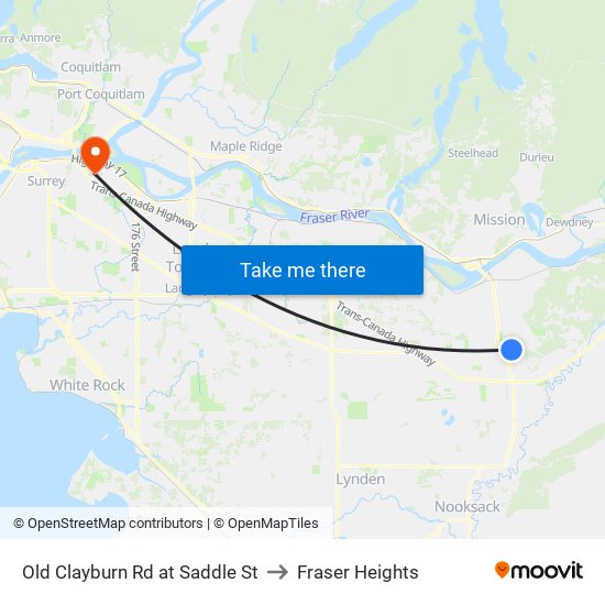 Old Clayburn Rd at Saddle St to Fraser Heights map