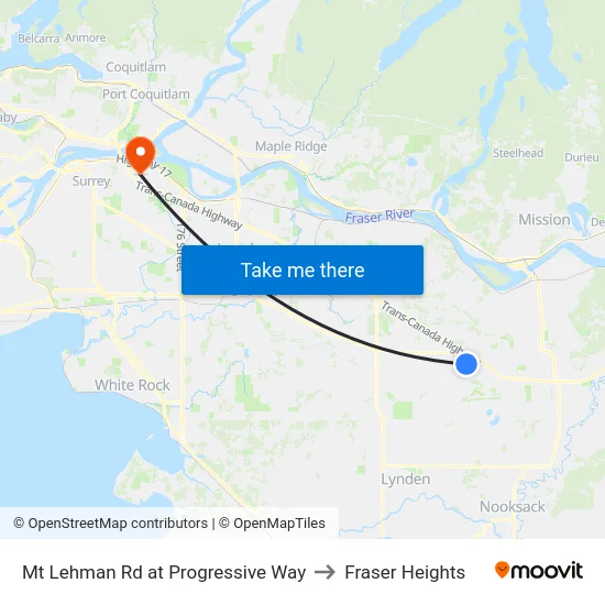 Mt Lehman Rd at Progressive Way to Fraser Heights map