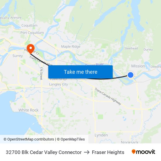 32700 Blk Cedar Valley Connector to Fraser Heights map
