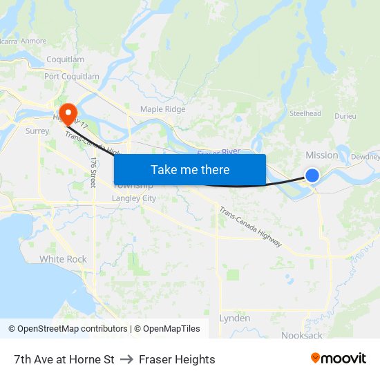 7 Av & Horne to Fraser Heights map