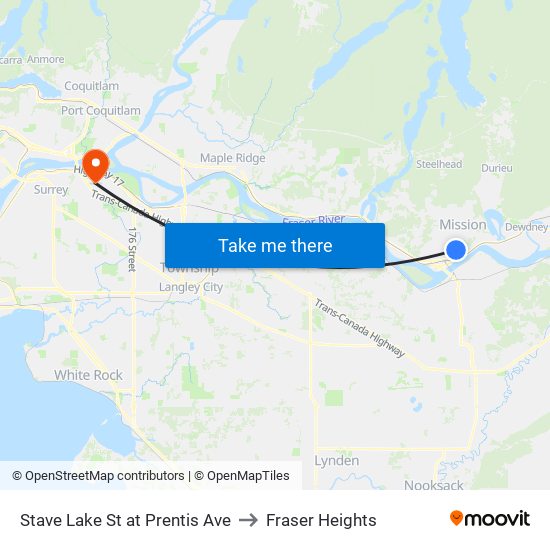 Stave Lk & Prentis to Fraser Heights map