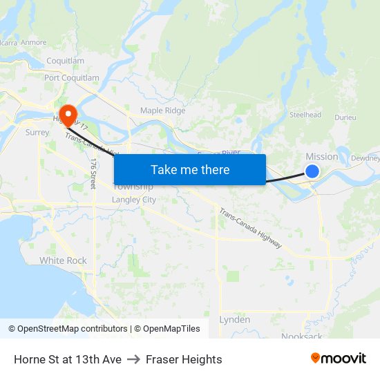 Horne & 13 Av to Fraser Heights map