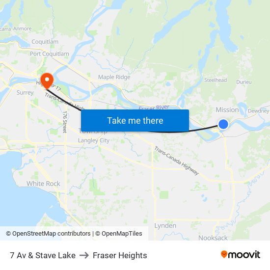 7 Av & Stave Lake to Fraser Heights map