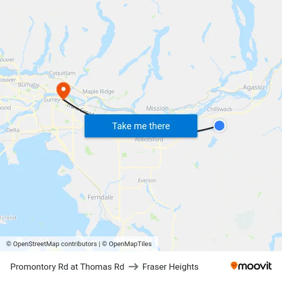 Promontory Rd at Thomas Rd to Fraser Heights map