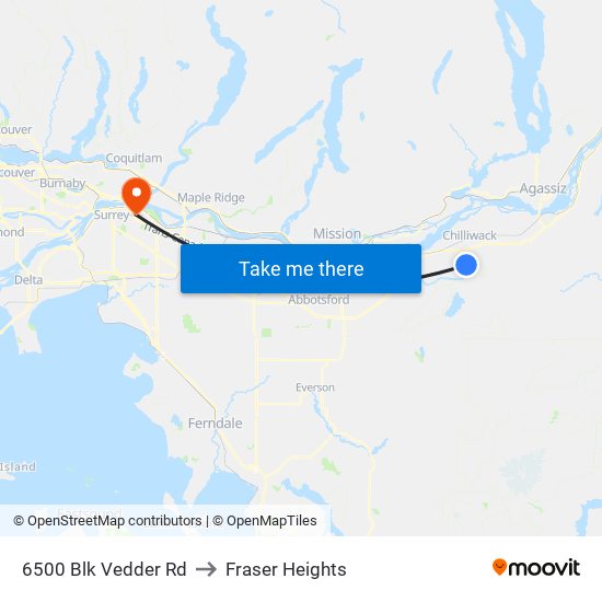 6500 Blk Vedder Rd to Fraser Heights map