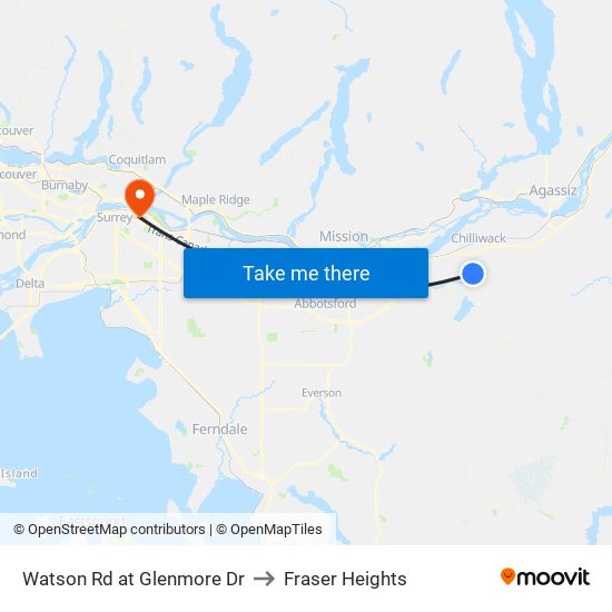 Watson Rd at Glenmore Dr to Fraser Heights map