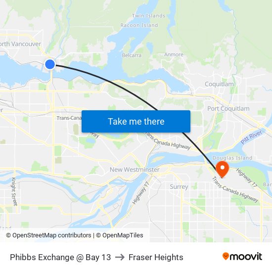 Phibbs Exchange @ Bay 13 to Fraser Heights map