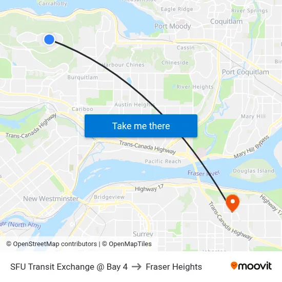 SFU Transit Exchange @ Bay 4 to Fraser Heights map