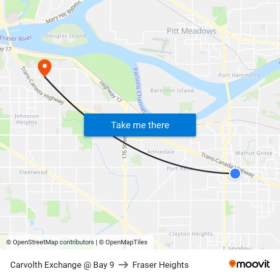 Carvolth Exchange @ Bay 9 to Fraser Heights map