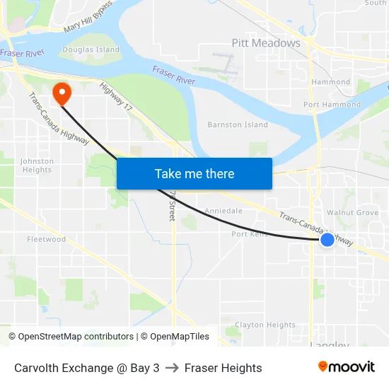 Carvolth Exchange @ Bay 3 to Fraser Heights map