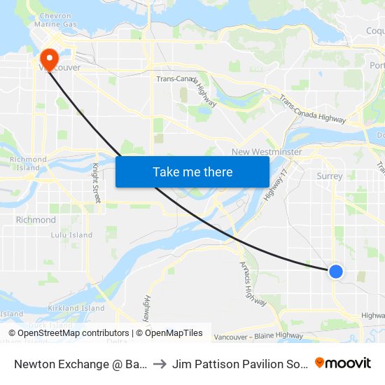 Newton Exchange @ Bay 4 to Jim Pattison Pavilion South map