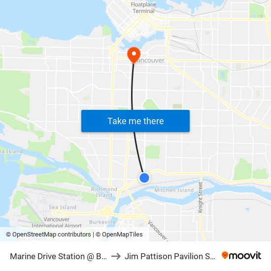 Marine Drive Station @ Bay 1 to Jim Pattison Pavilion South map