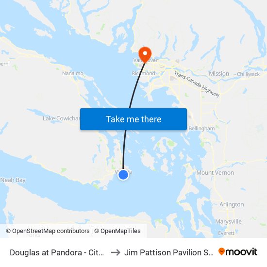 Douglas at Pandora - City Hall to Jim Pattison Pavilion South map