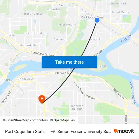 Port Coquitlam Station @ Bay 4 to Simon Fraser University Surrey Campus map