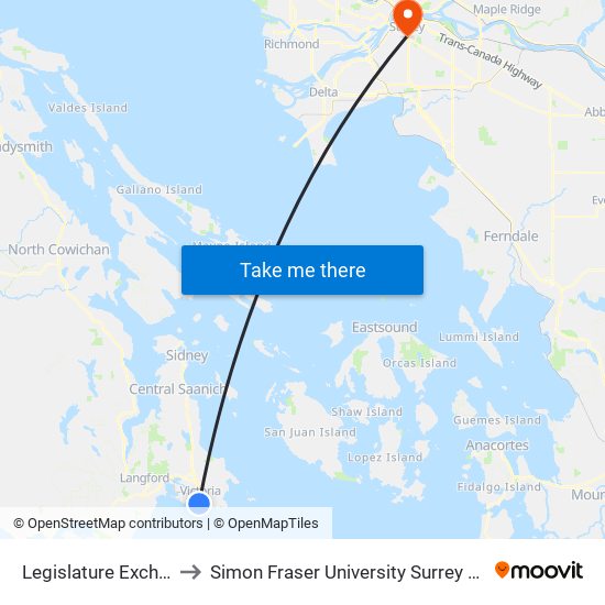 Legislature Exchange to Simon Fraser University Surrey Campus map