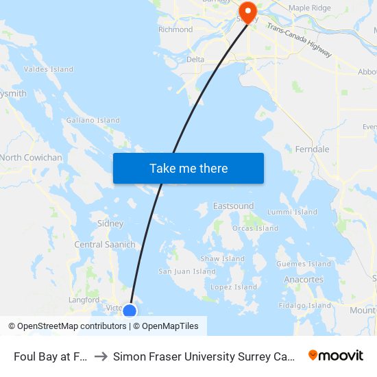 Foul Bay at Fort to Simon Fraser University Surrey Campus map