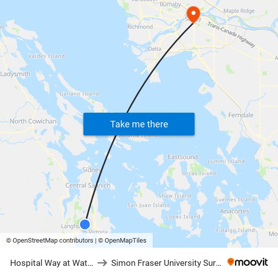 Hospital Way at Watkiss Way to Simon Fraser University Surrey Campus map