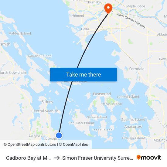 Cadboro Bay at Maynard to Simon Fraser University Surrey Campus map