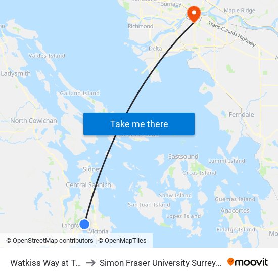 Watkiss Way at Talcott to Simon Fraser University Surrey Campus map