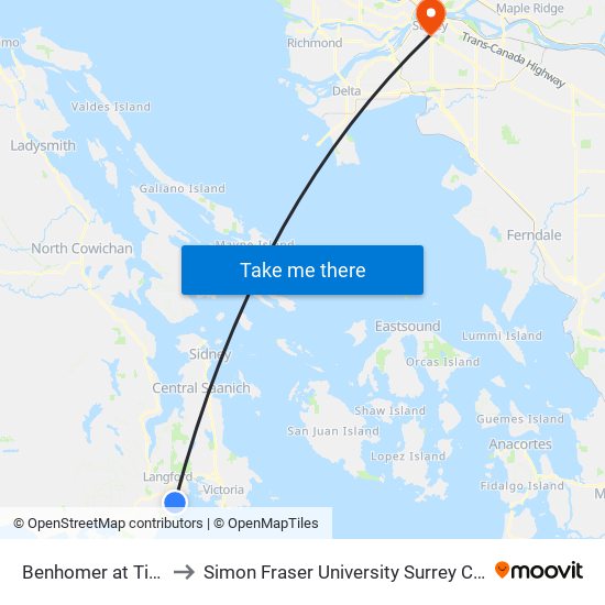 Benhomer at Tibbitt to Simon Fraser University Surrey Campus map
