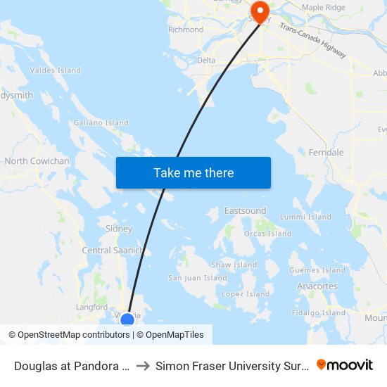 Douglas at Pandora - City Hall to Simon Fraser University Surrey Campus map