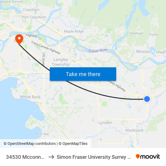 34530 Mcconnell Rd to Simon Fraser University Surrey Campus map